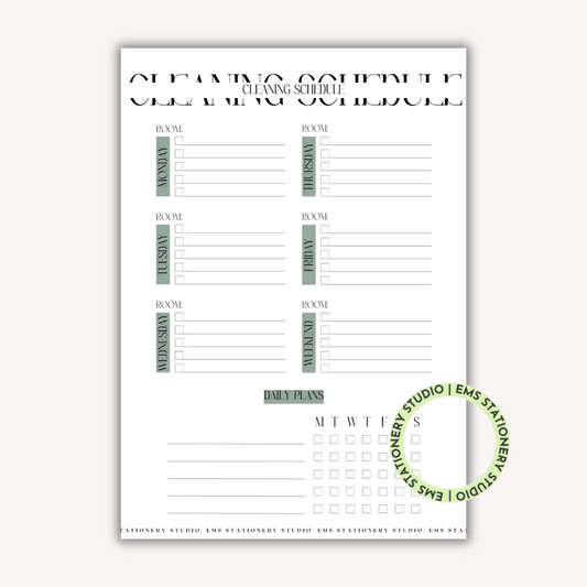 Cleaning Schedule Journal Inserts **Digital Download**