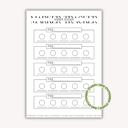 Marker Tracker Test Journal Inserts **Digital Download**