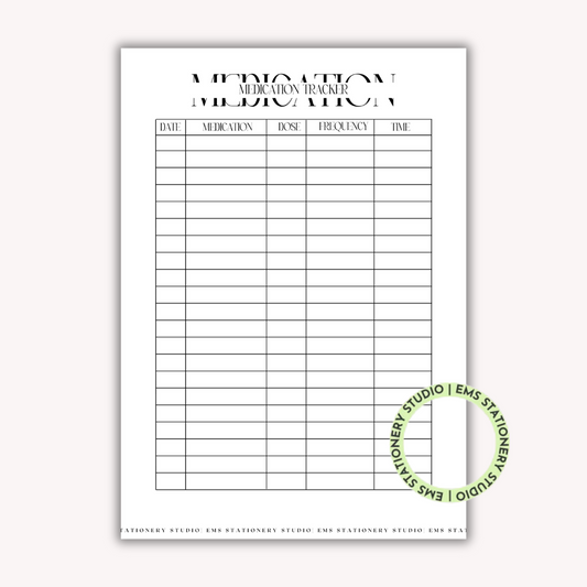 Medication Tracker Journal Inserts **Digital Download**