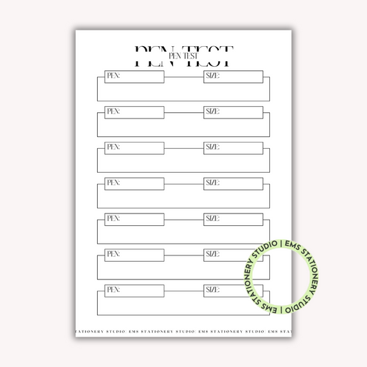 Pen Tracker Journal Inserts **Digital Download**