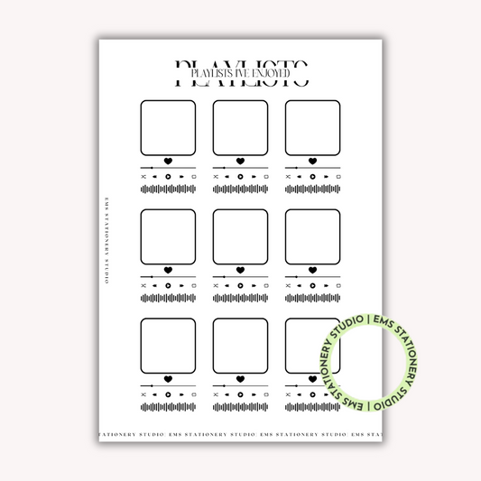Playlist Journal Inserts **Digital Download**