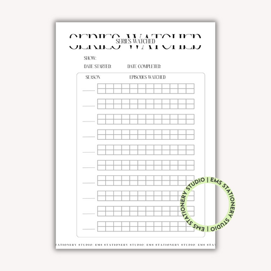 Series Tracker Journal Inserts **Digital Download**