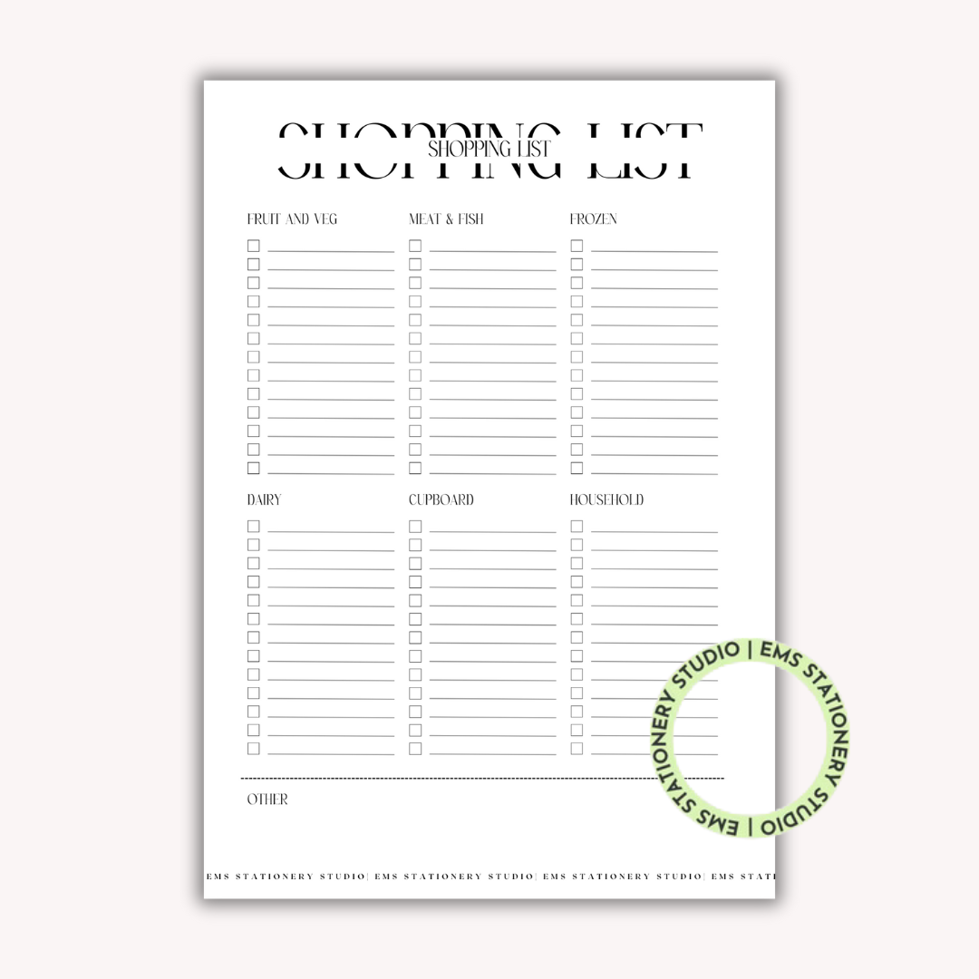 Shopping List Journal Inserts **Digital Download**