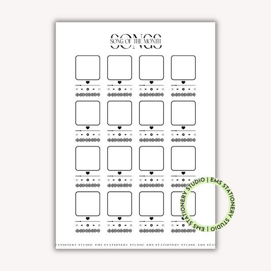 Songs Journal Inserts **Digital Download**