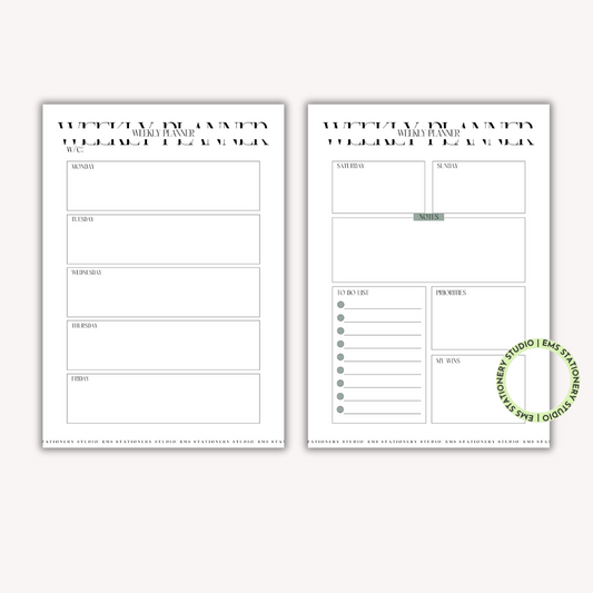 Weekly Planner Journal Inserts **Digital Download**