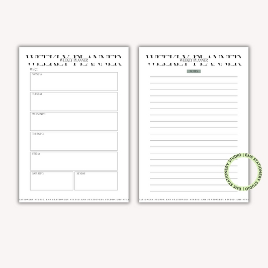 Weekly Planner Journal Inserts **Digital Download**